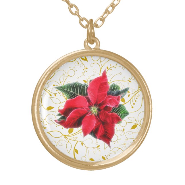Poinsettia Gold Plated Necklace (Front)