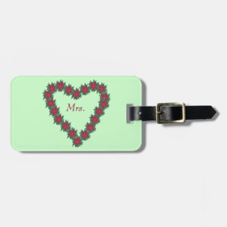 Poinsettia Heart Christmas Mr. Mrs. Luggage Tags
