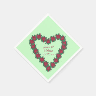 Poinsettia Heart Christmas Personalized Napkins