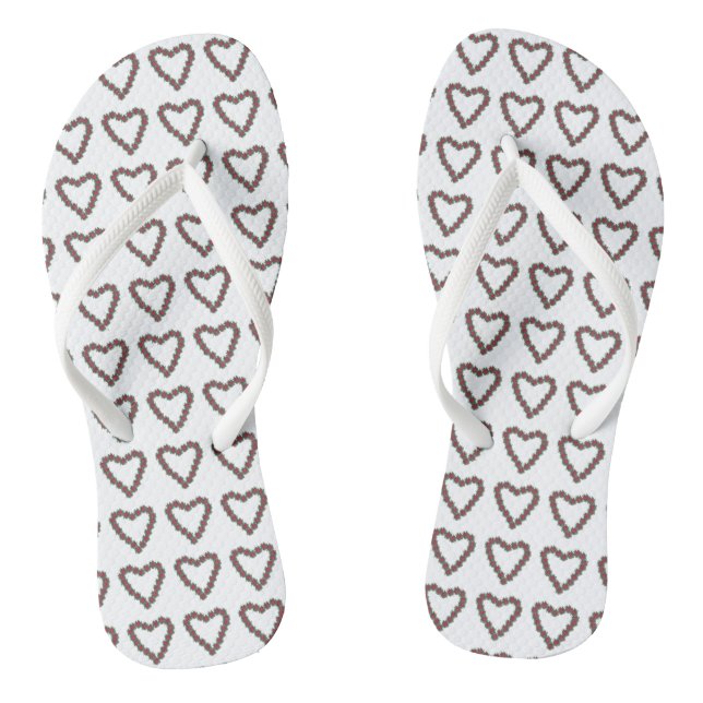 Poinsettia Hearts Flower Pattern Holiday Flipflops (Footbed)