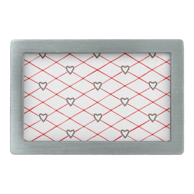Poinsettia Hearts Red Criss Cross Belt Buckles (Front)