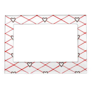 Poinsettia Hearts Red Criss Cross Magnetic Frames