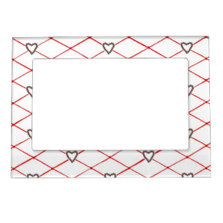 Poinsettia Hearts Red Criss Cross Magnetic Frames