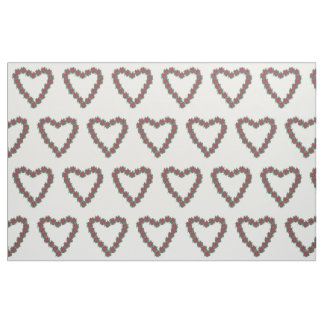 Poinsettia Hearts Red Green White Christmas Fabric