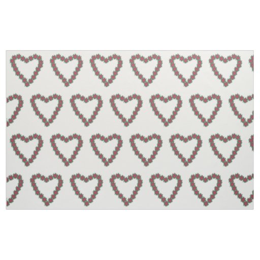 Poinsettia Hearts Red Green White Christmas Fabric