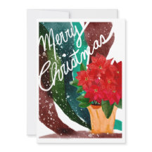 Poinsettia Holiday card blank