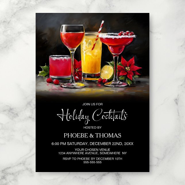 Poinsettia Holiday Cocktail Party Invitation (Creator Uploaded)