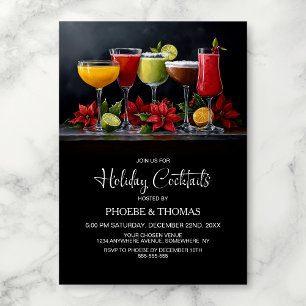 Poinsettia Holiday Cocktail Party Invitation