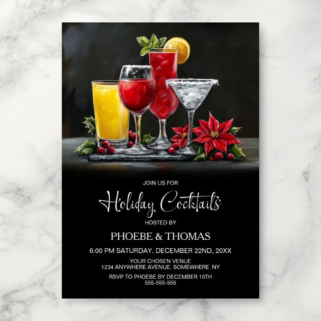 Poinsettia Holiday Cocktail Party Invitation (Creator Uploaded)