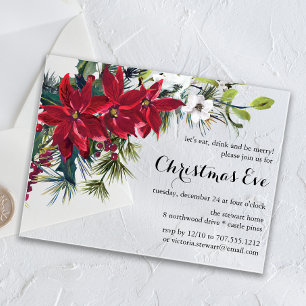 Poinsettia Holiday Floral Christmas Eve Dinner Acrylic Invitations