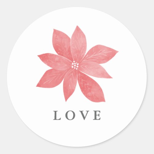 Poinsettia Holiday Love Classic Round Sticker