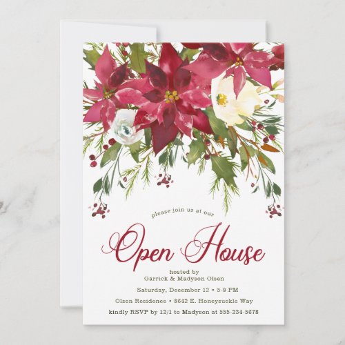 Poinsettia Holiday Open House Invitation