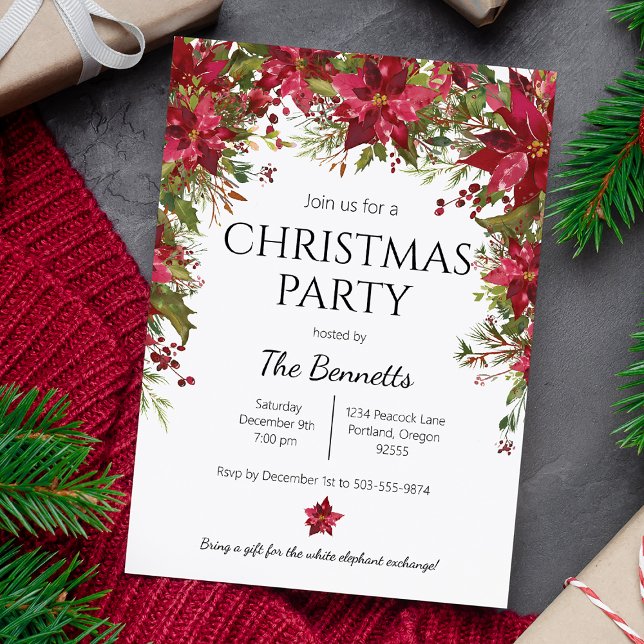 Poinsettia Holiday Party Invitation (Creator Uploaded)