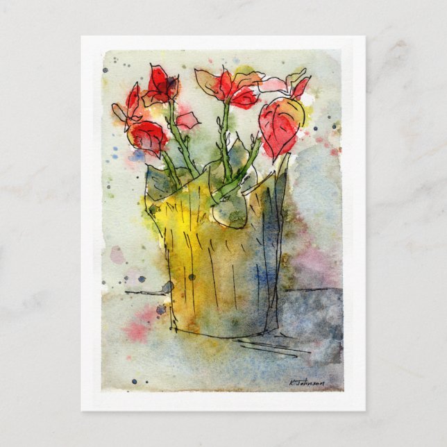 Poinsettia Holiday Postcard (Front)