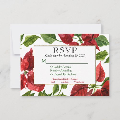 Poinsettia Holiday RSVP Wedding Response w Meal