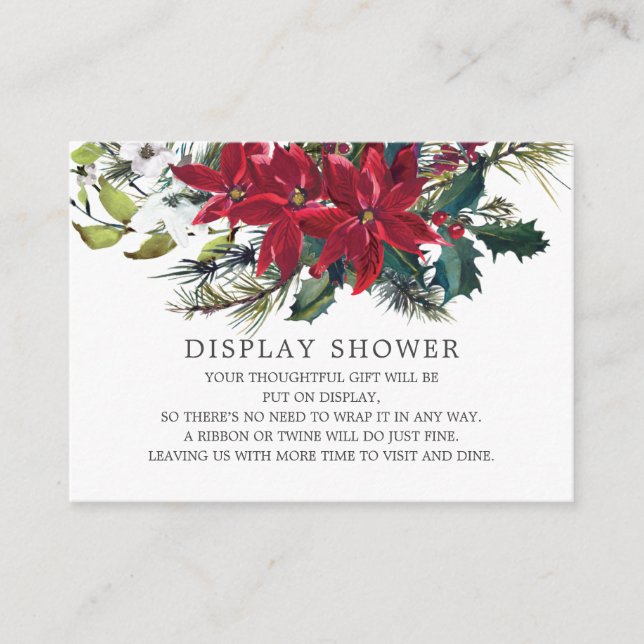 Poinsettia Holly Bridal Shower Display Shower Enclosure Card (Front)