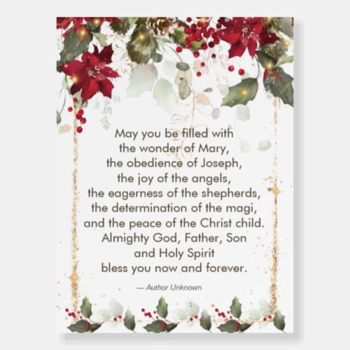 Poinsettia Holly Christmas Prayer Foam Board