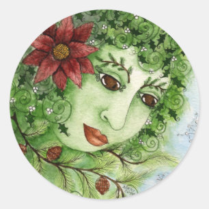 Poinsettia Holly Nymph Sticker