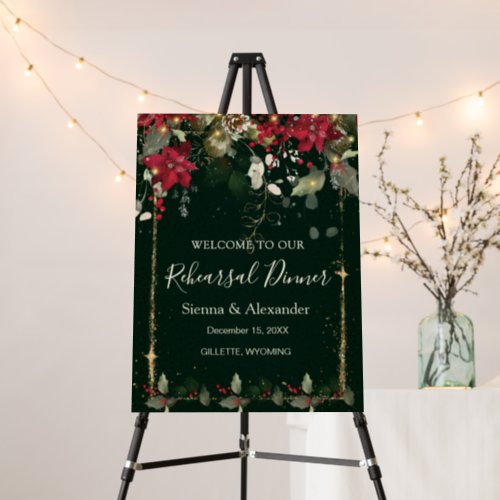 Poinsettia Holly Rehearsal Dinner Foam Board