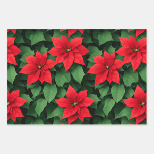 Poinsettia , Holly, Xmas toys Christmas Background Wrapping Paper Sheets