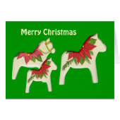 Poinsettia Horses Christmas Card (Front Horizontal)