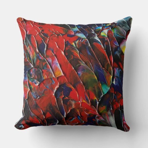 Poinsettia in Abstract Painting Pillow