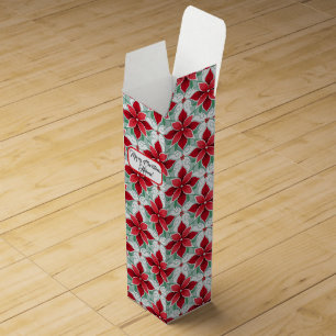 Poinsettia inspired modern Christmas pattern Wine Box