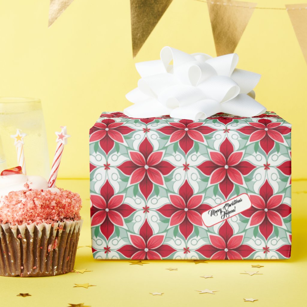 Poinsettia inspired modern Christmas pattern