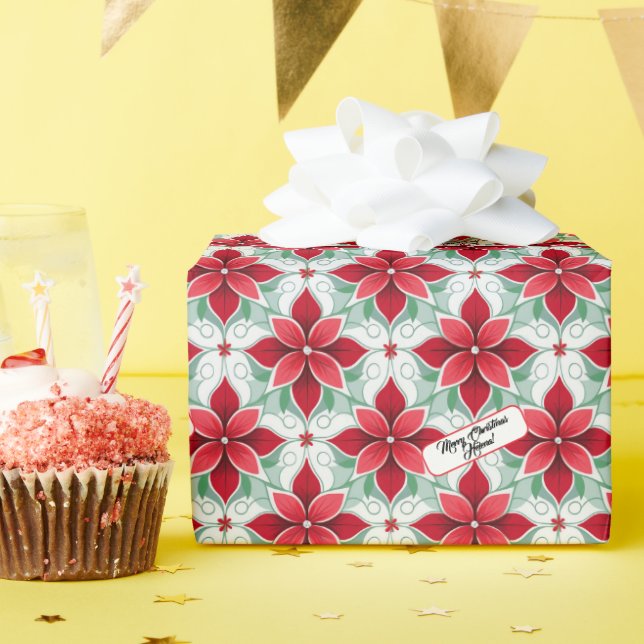 Poinsettia inspired modern Christmas pattern  Wrapping Paper (Birthday Party)