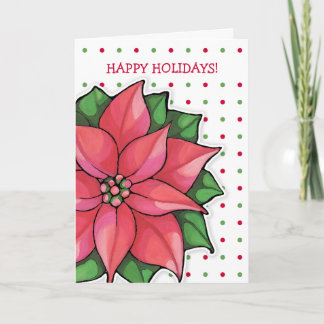 Poinsettia Joy dots Holiday Card