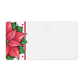 Poinsettia Joy dots Shipping Label