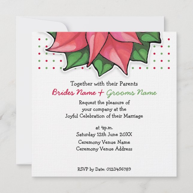 Poinsettia Joy dots top Wedding Invitation (Front)