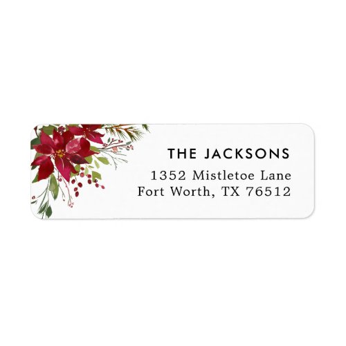 Poinsettia Joyful Holiday Return Address Label