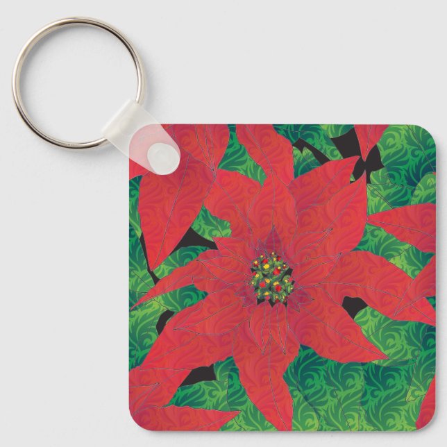 Poinsettia Keychain (Front)