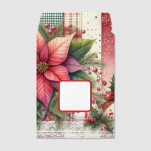 Poinsettia & Lace Christmas Holiday Envelope Mailers