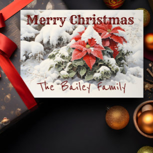 Poinsettia Merry Christmas  Card
