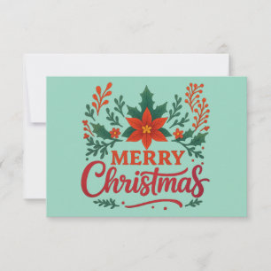Poinsettia Merry Christmas Holiday Card