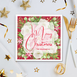 Poinsettia Merry Christmas Napkins
