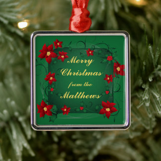 Poinsettia Merry Christmas Pendant Ornament