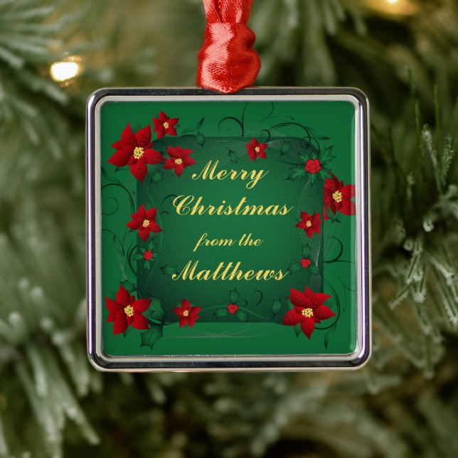 Poinsettia Merry Christmas Pendant Ornament (Tree)