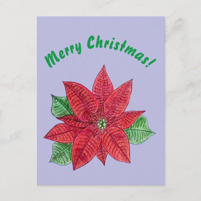 Poinsettia - Merry Christmas Postcard - Lavender (Front)