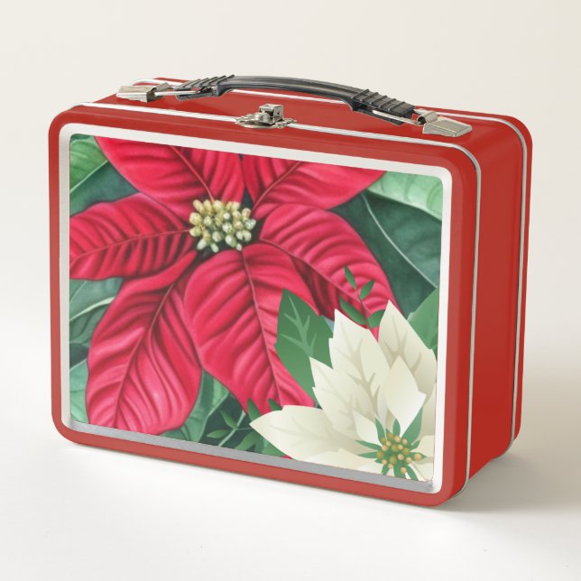 Poinsettia Metal Lunch Box (Front)