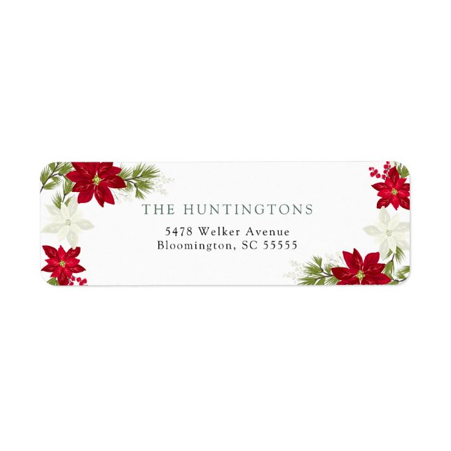 Poinsettia Modern Return Address Label (Front)