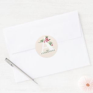 Poinsettia Monogram Envelope Seal Stickers