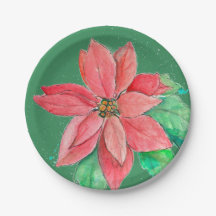 Poinsettia party plates