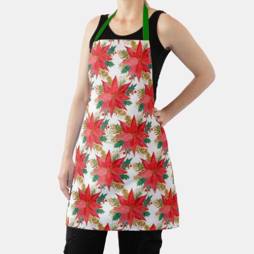 Poinsettia pattern apron