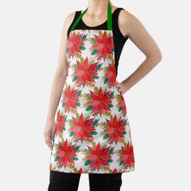 Poinsettia pattern apron (Insitu)