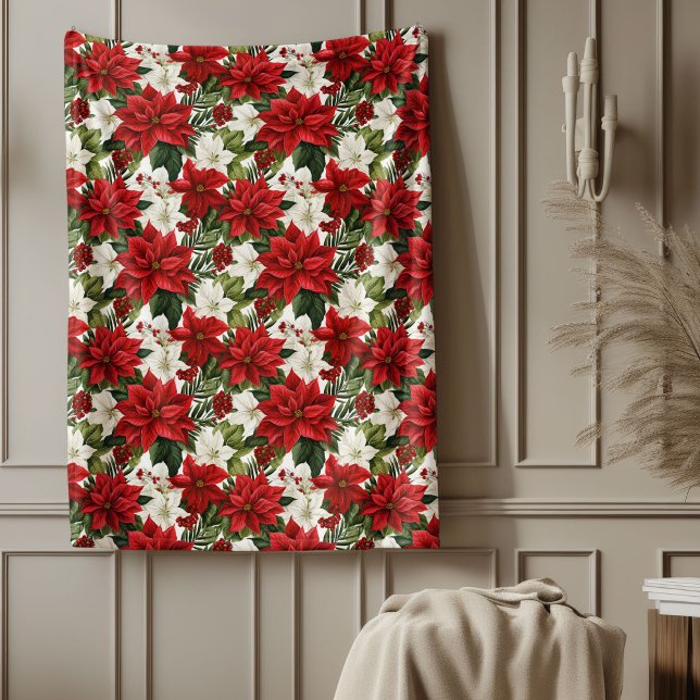 Poinsettia Pattern Blanket Festive Home Favorite (Poinsettia Pattern Blanket Festive Home Favorite)