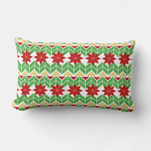 Poinsettia Pattern Tacky Sweater Retro Lumbar Pillow