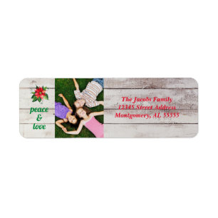 Poinsettia Peace & Love - Return Address Labels